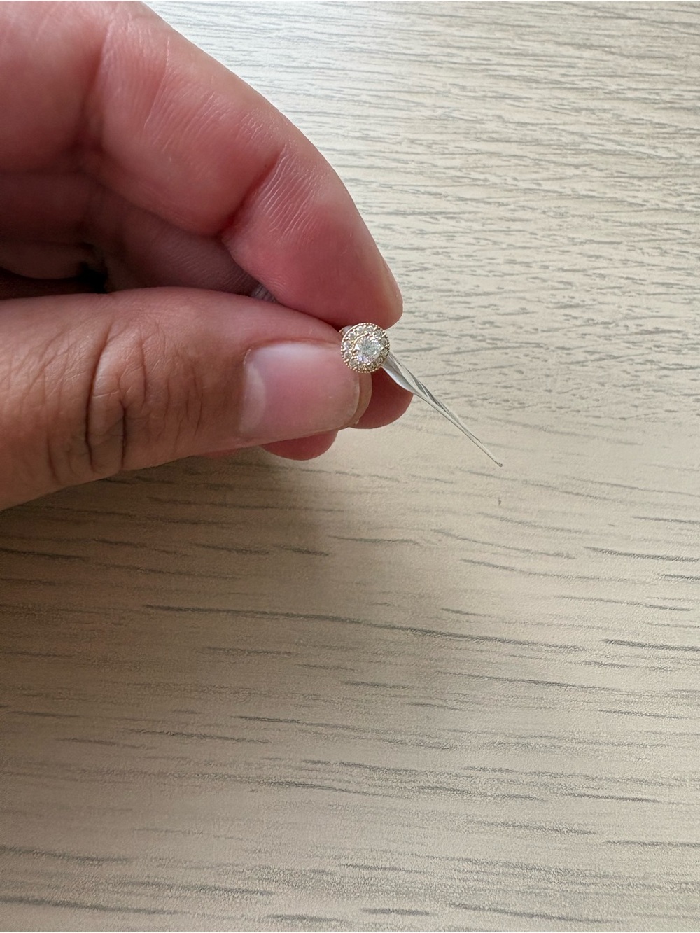 NEW Blue Ruby 4mm Halo Stud made of 10K yellow gold (10YG) & cubic zirconia (CZ)